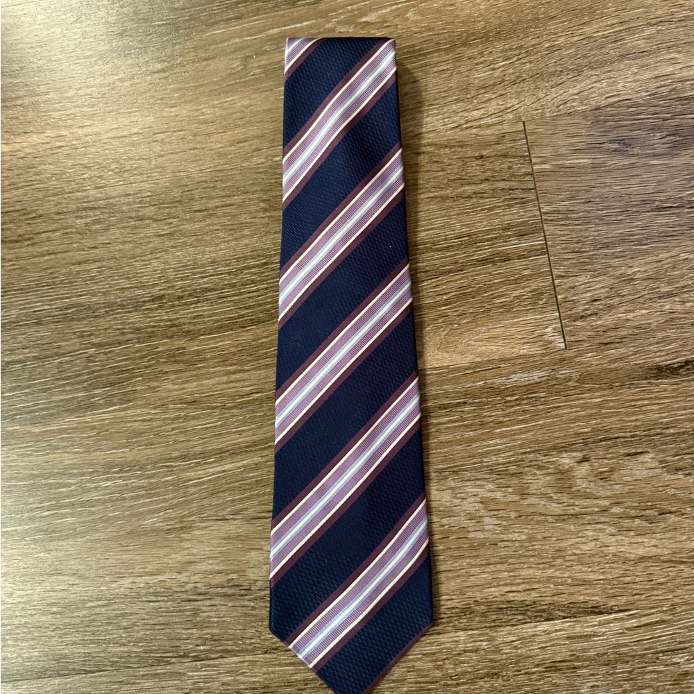 Report Navy and Purple Striped Tie